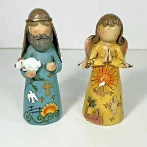 Hobby Lobby 2Pc Nativity Figures With No Face promise Christmas Folk Art Resin